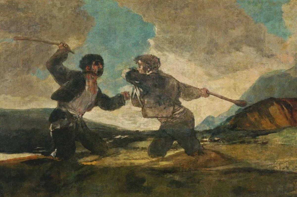 На картине &laquo;Поединок на дубинах&raquo; (исп. Duelo a garrotazos) испанский художник Франсиско Гойя изобразил двух мужчин, сражающихся палками