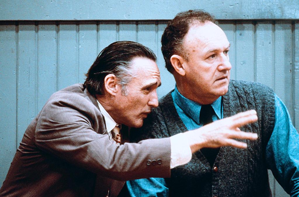 Деннис Хоппер и Джин Хэкмен в фильме &laquo;Ребята из Индианы&raquo;, 1986 год