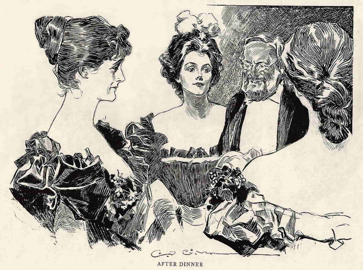 Иллюстрация Гибсона После обеда 1895 год девушки Гибсона
