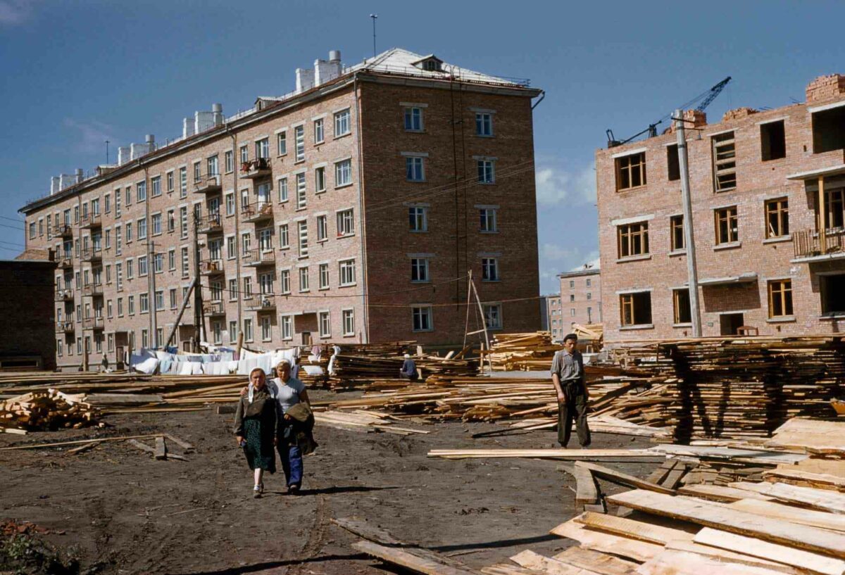 Строящийся Новосибирск панорама стройки 1959 год