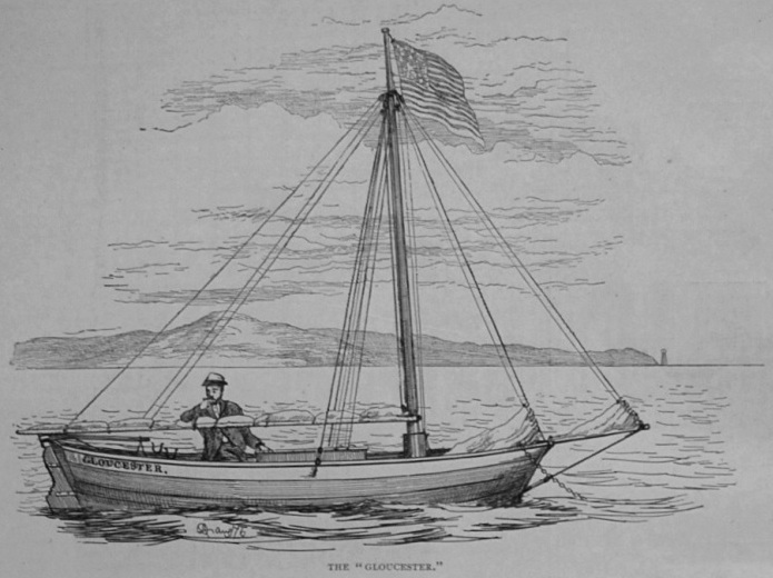 Гравюра из Illustrated Sporting and Dramatic News, 1876 год &mdash; лодка &laquo;Centennial&raquo; Альфреда Джонсона в море