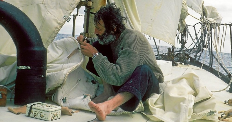 Бернар Муатесье и его яхта &laquo;Joshua&raquo; во время кругосветной гонки Golden Globe Race 1968-1969
