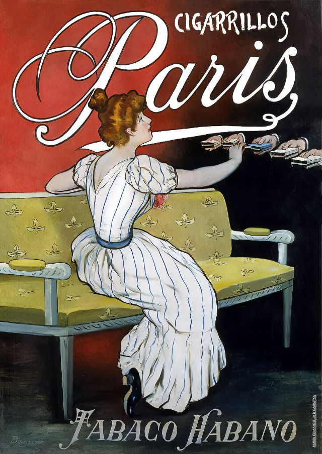 Плакат Cigarrillos Paris Tabaco Habano, около 1901 года