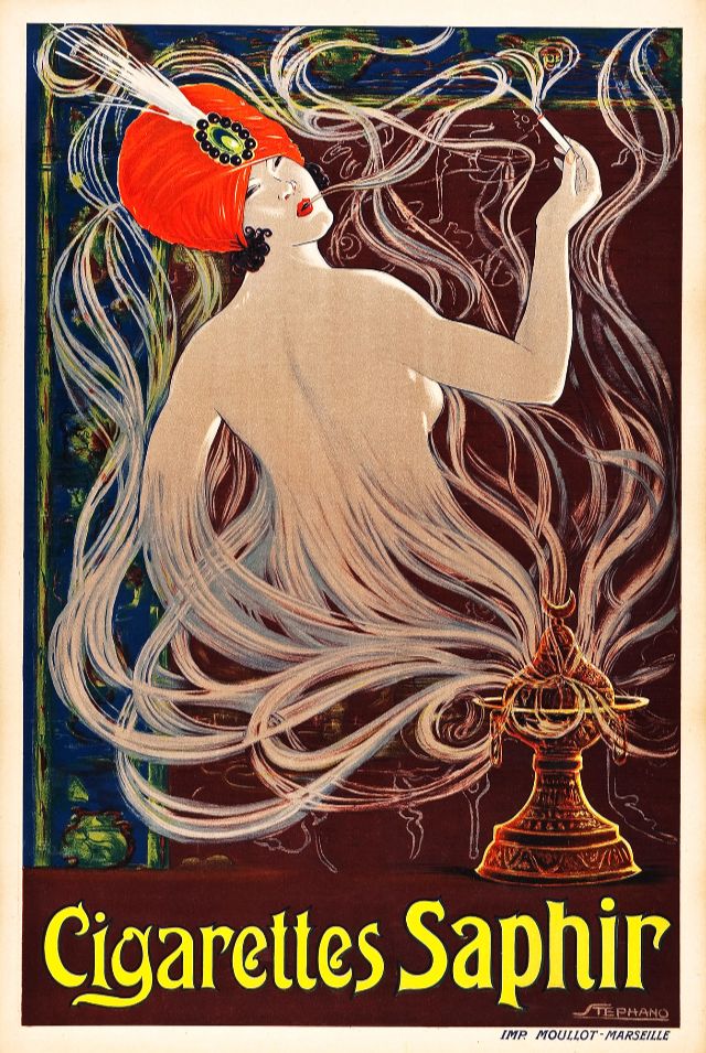 Плакат Cigarettes Saphir в стиле модерн, около 1900 года