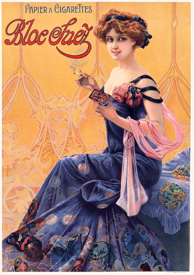 Плакат Papier &agrave; Cigarettes Bloc Suez, около 1900 года