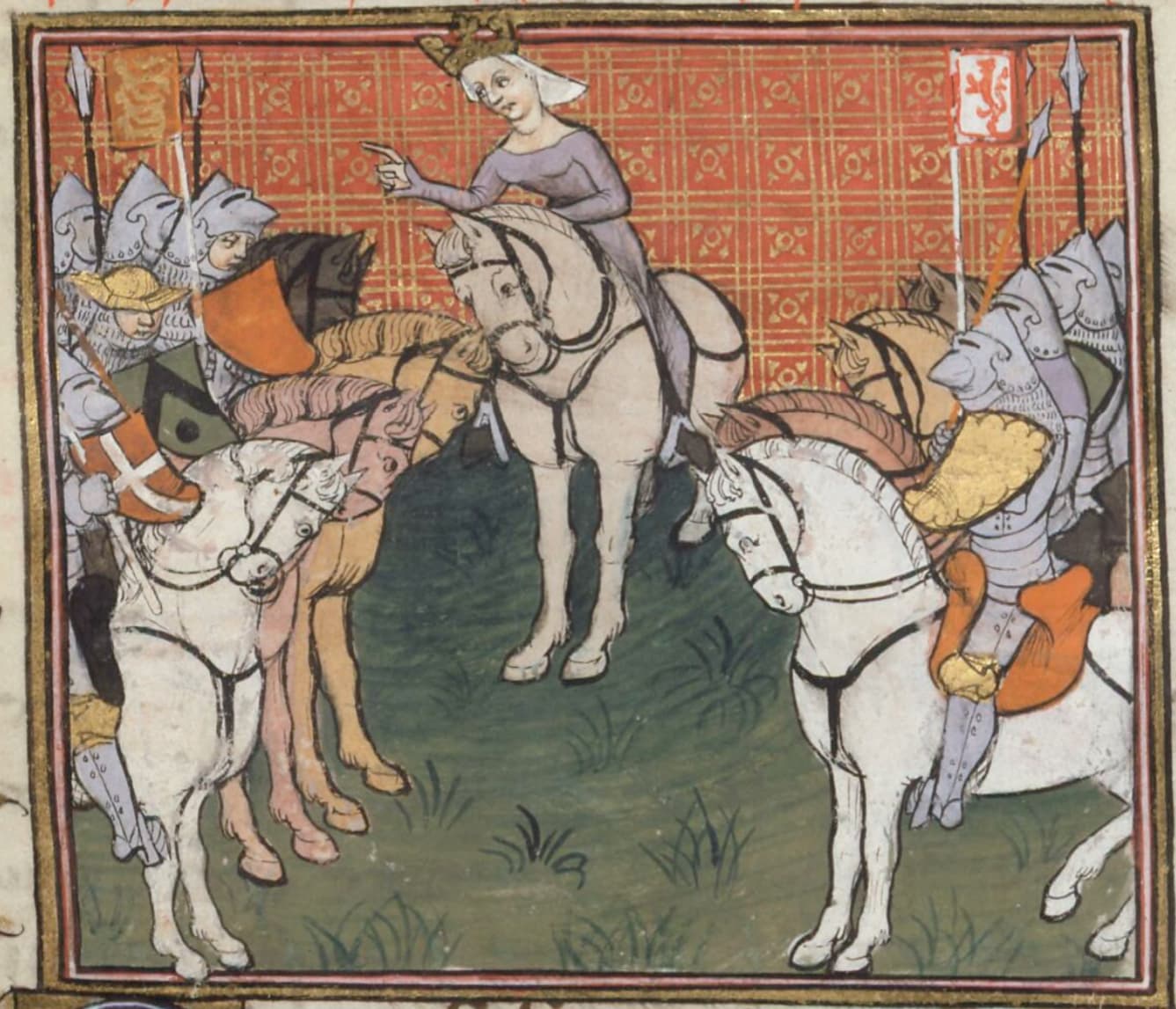 Depiction of Philippa at the Battle of Neville's Cross from Froissart's Chronicles