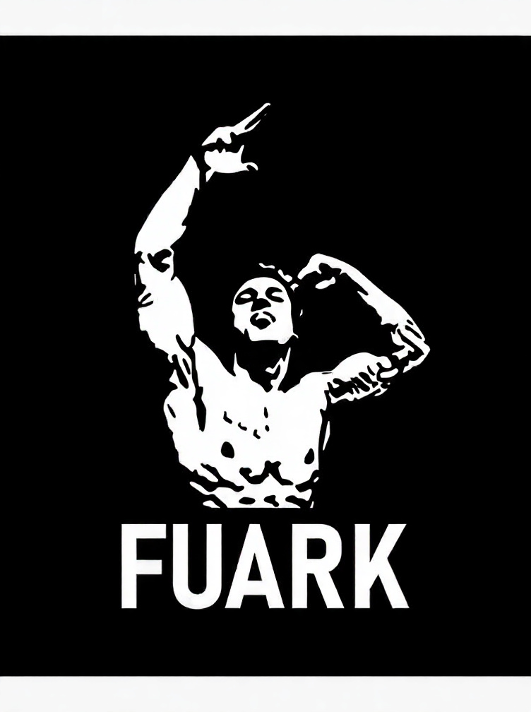 Постер с изображением zyzz и словом Fuark