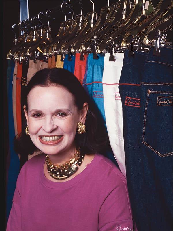 Рекламный постер джинсов Gloria Vanderbilt с фирменным лебедем на заднем кармане