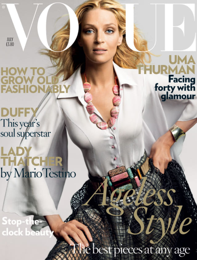 Ума Турман на обложке Vogue UK, июль 2008, фотограф Риган Камерон