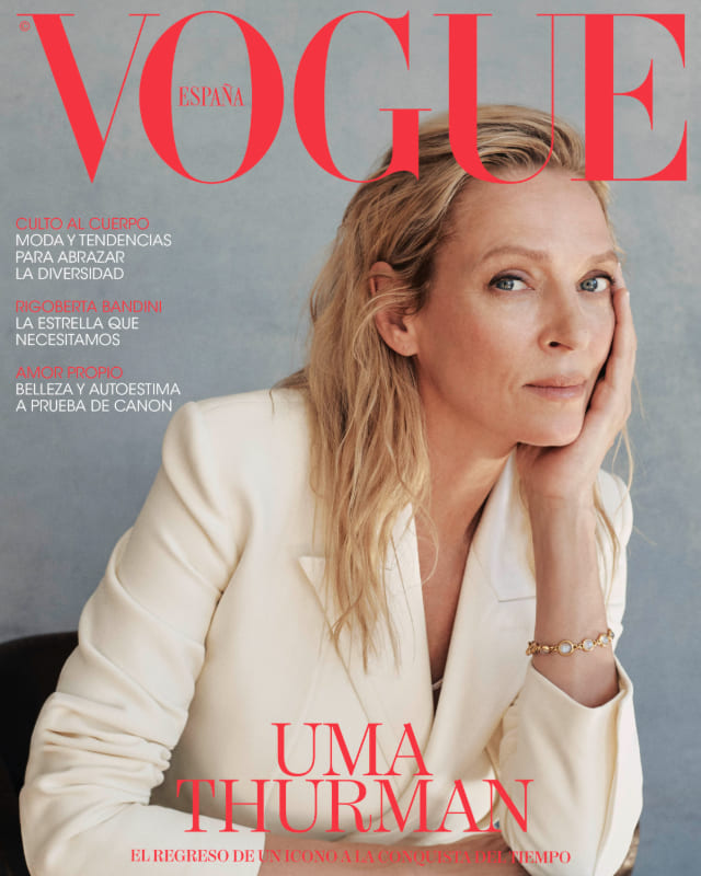 Ума Турман на обложке Vogue España, март 2022, фотограф Тесс Аяно