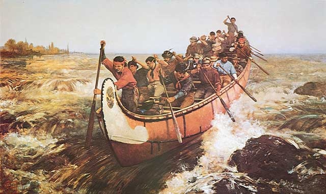 Преодолевая быстрину &mdash; картина Энн Фрэнсис Хопкинс 1879 года