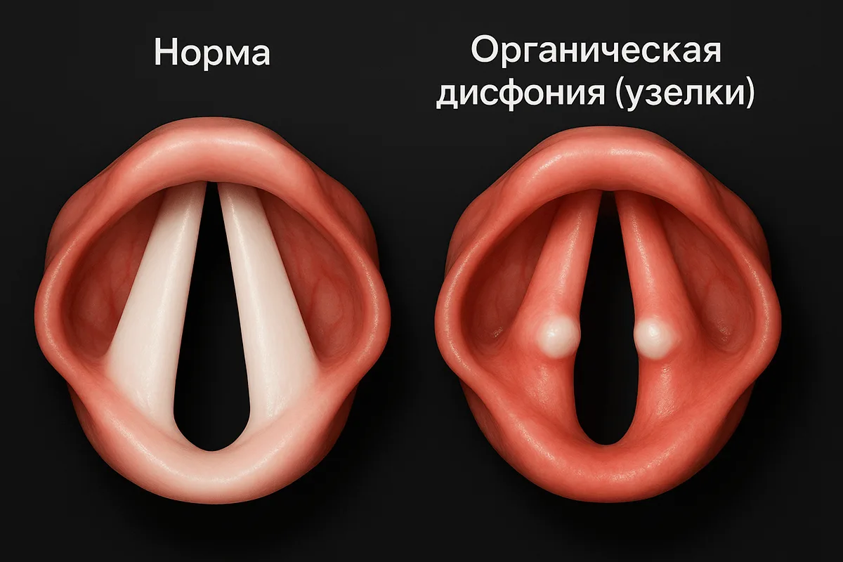 сравнение нормальных связок и связок с узелкам
