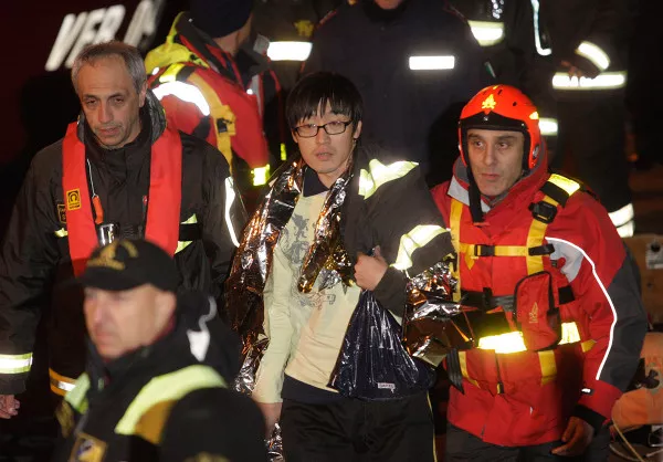 15 January 2012: A South Korean man is rescued from the Costa Concordia