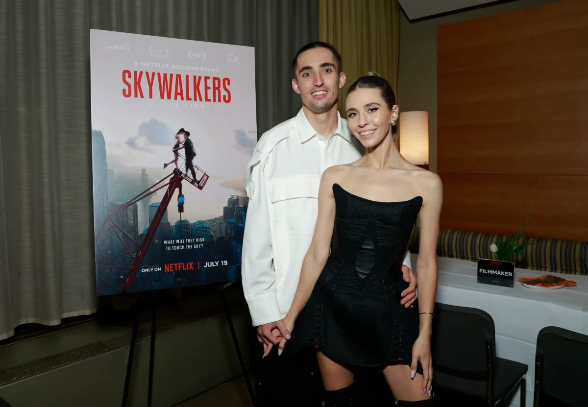 Ангела Николау и Иван Биркус на премьере Netflix Skywalkers: A Love Story, Трайбека, июнь 2024