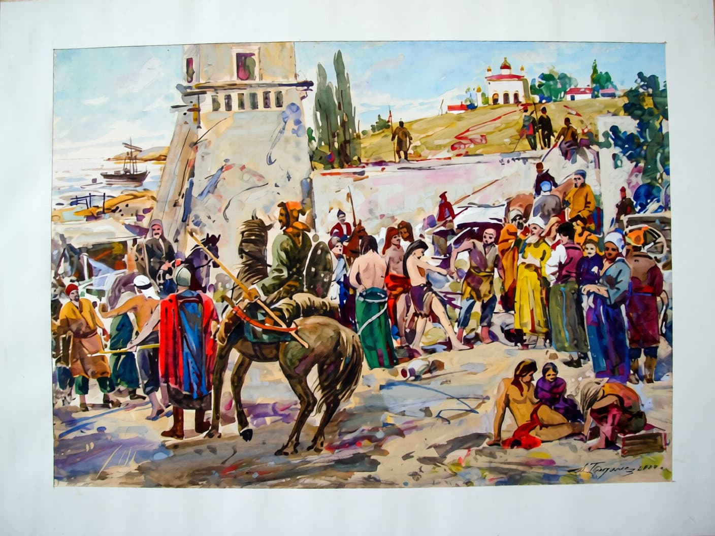 Невольничий рынок в Крыму. Акварель Константина Коровина
