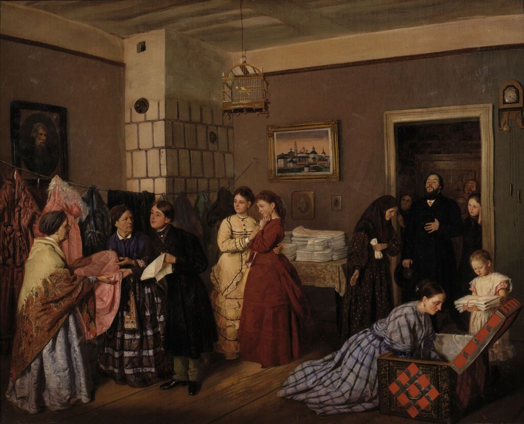 Василий Пукирев. &laquo;Приём приданого в купеческой семье по росписи&raquo;, 1873. Государственная Третьяковская галерея