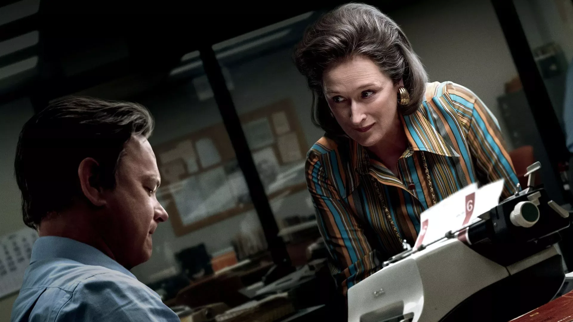 Том Хэнкс и Мэрил Стрип в фильме Секретное досье The Post 2017, режиссёр Стивен Спилберг