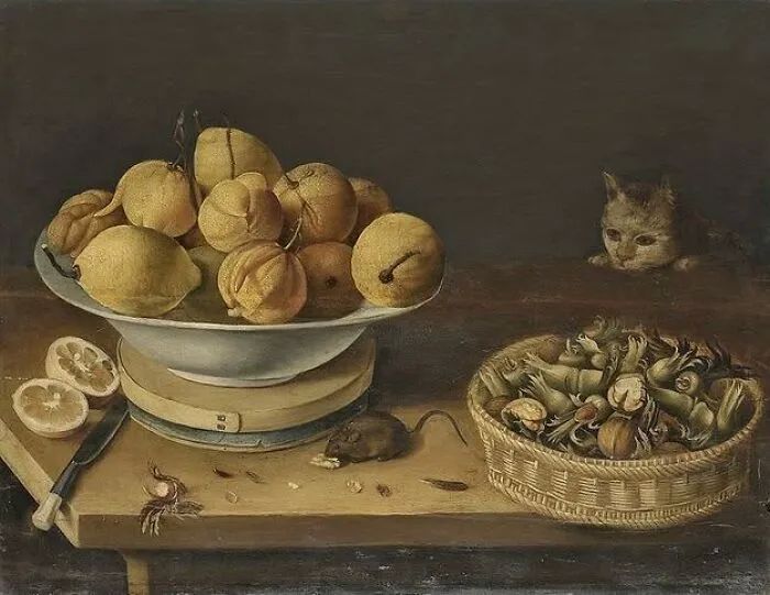 Картина с кошкой Георга Флегеля, нидерландский живописец, 1566–1638 годы