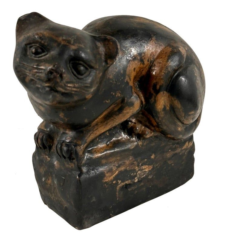 Китайская глиняная фигурка мистического кота, 1880 год