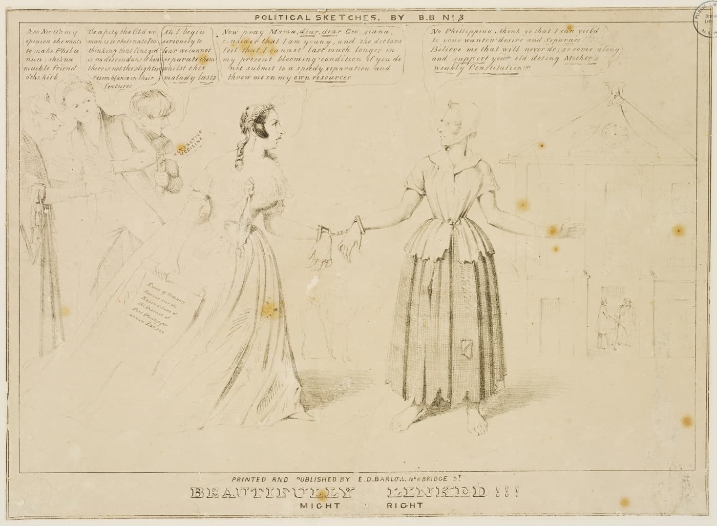 Каторжница в кандалах (карикатура 1840-х)