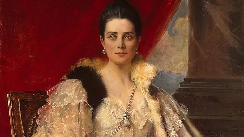 Зинаида Юсупова с жемчужиной Пелегрина. Портрет Франсуа Фламенга, 1894 год