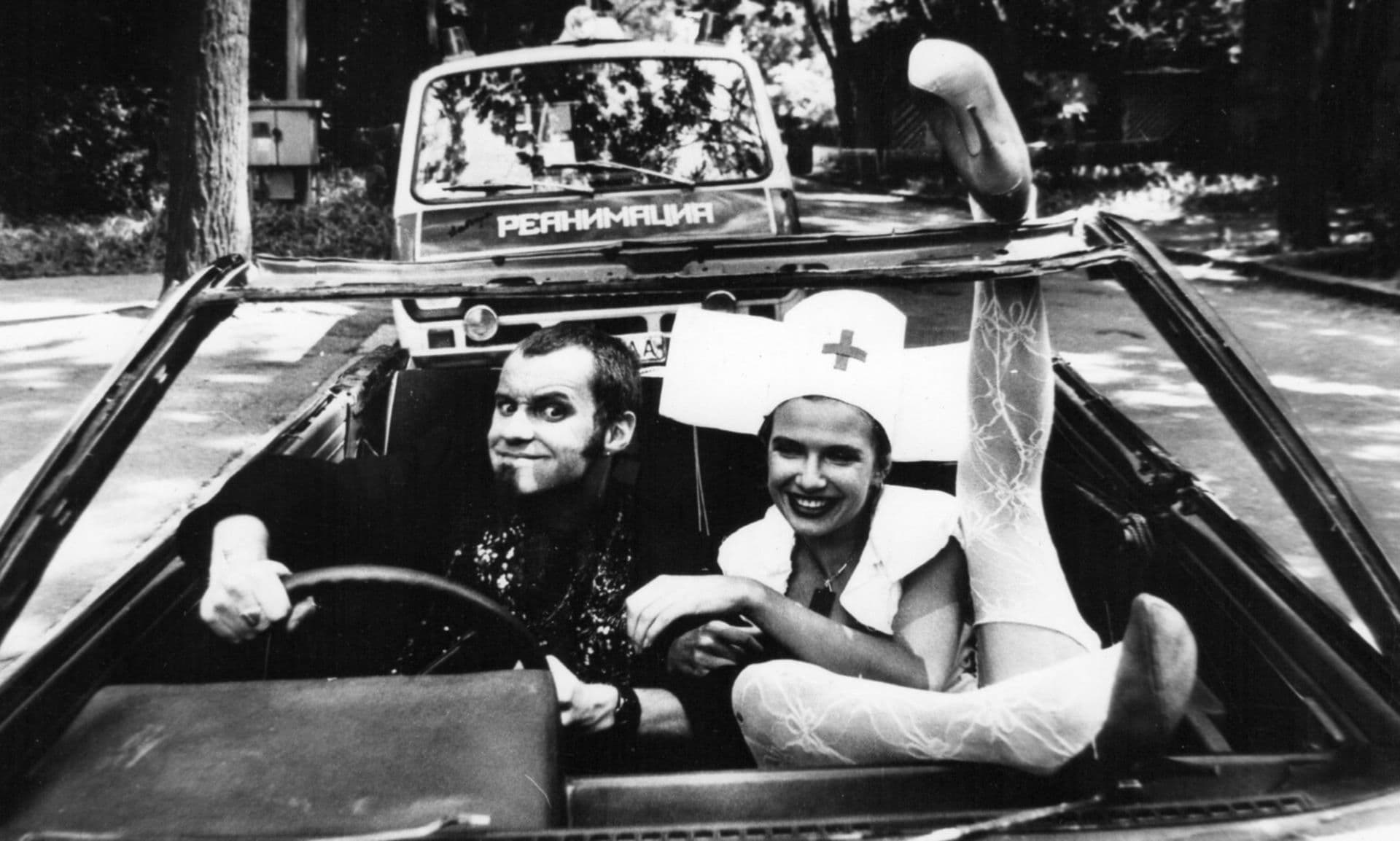 Георгий Делиев и Эвелина Блёданс на съёмках &laquo;Маски-шоу&raquo;, 1995 год