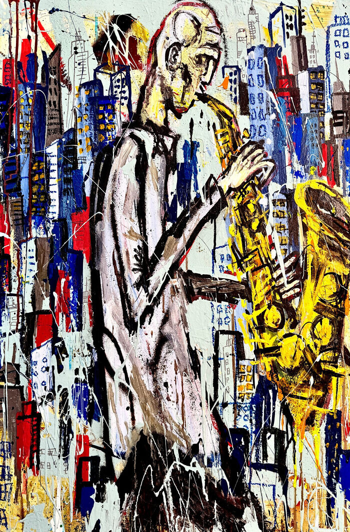 Картина Калеба Корбина Sax City &mdash; джазовый город