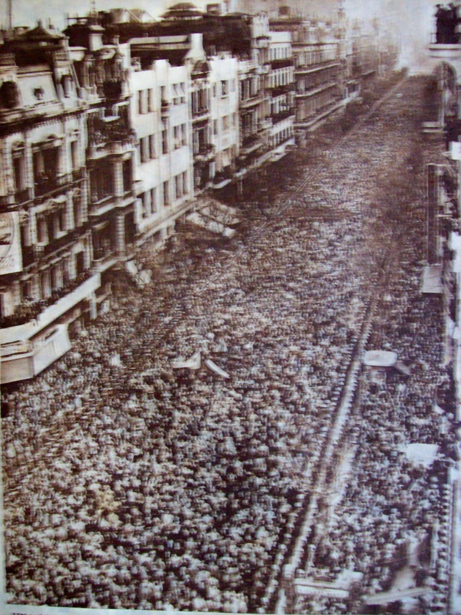 Траурная процессия с гробом Эвы Перон, 1952 год