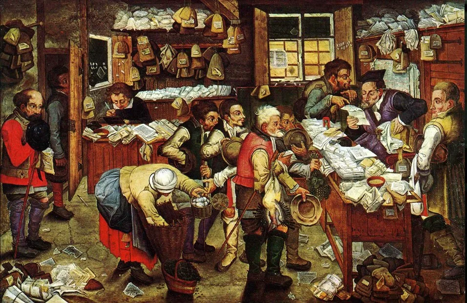 &laquo;Уплата налога&raquo; (или &laquo;Сбор налогов&raquo; / &laquo;Деревенский нотариус&raquo;), фламандский художник Питер Брейгель Младший около 1620&ndash;1640 годов