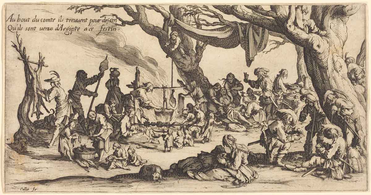 Гравюра Жака Калло с изображением праздничного застолья, 1621 год