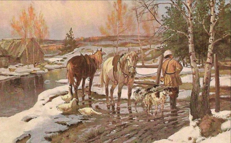 И. М. Львов. В ожидании охотника. Собака ждёт хозяина