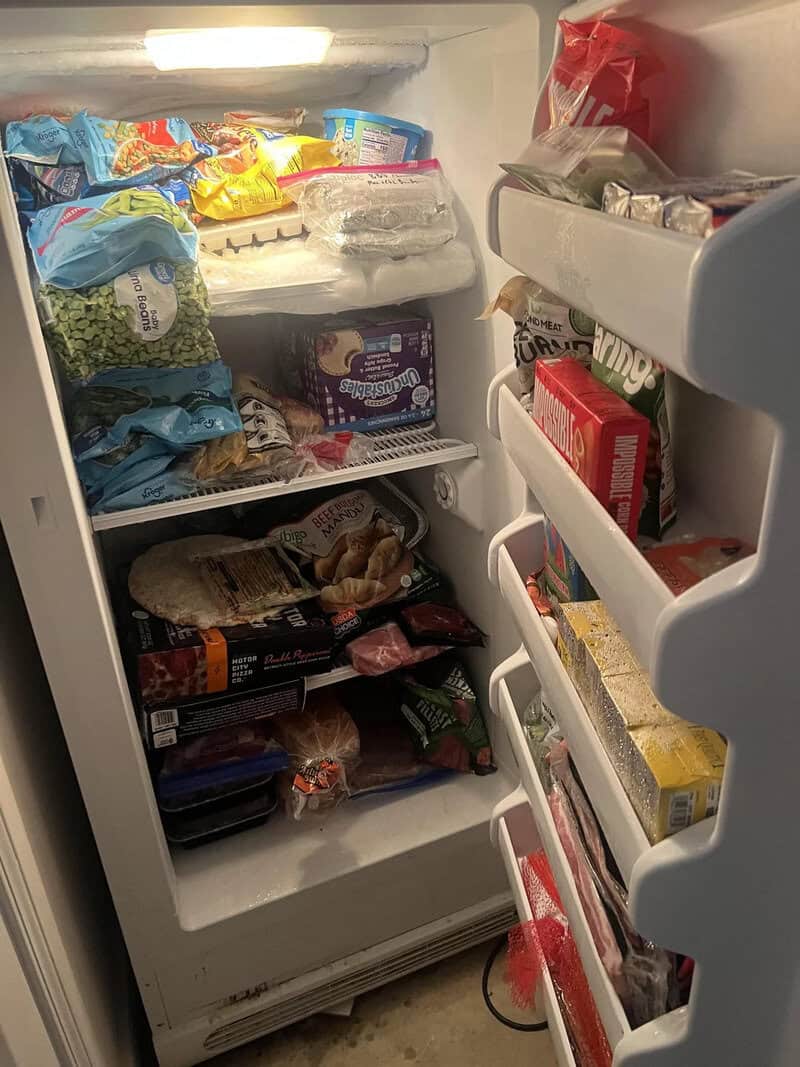 Испорченные продукты в морозильнике, который сутки простоял открытым