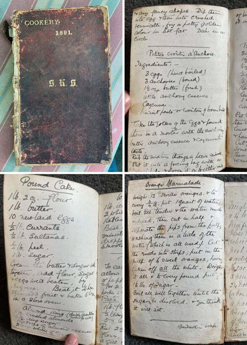 Старая книга рецептов 1891 года и рукописные страницы